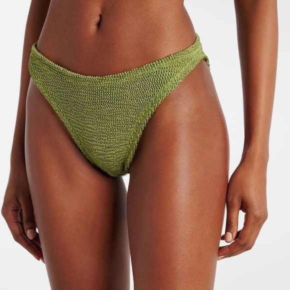 Hunza G Metallic Green Textured Bikini Bottom One Size - Picture 1 of 7
